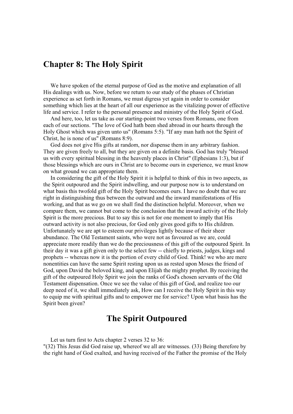 Chapter 8: the Holy Spirit