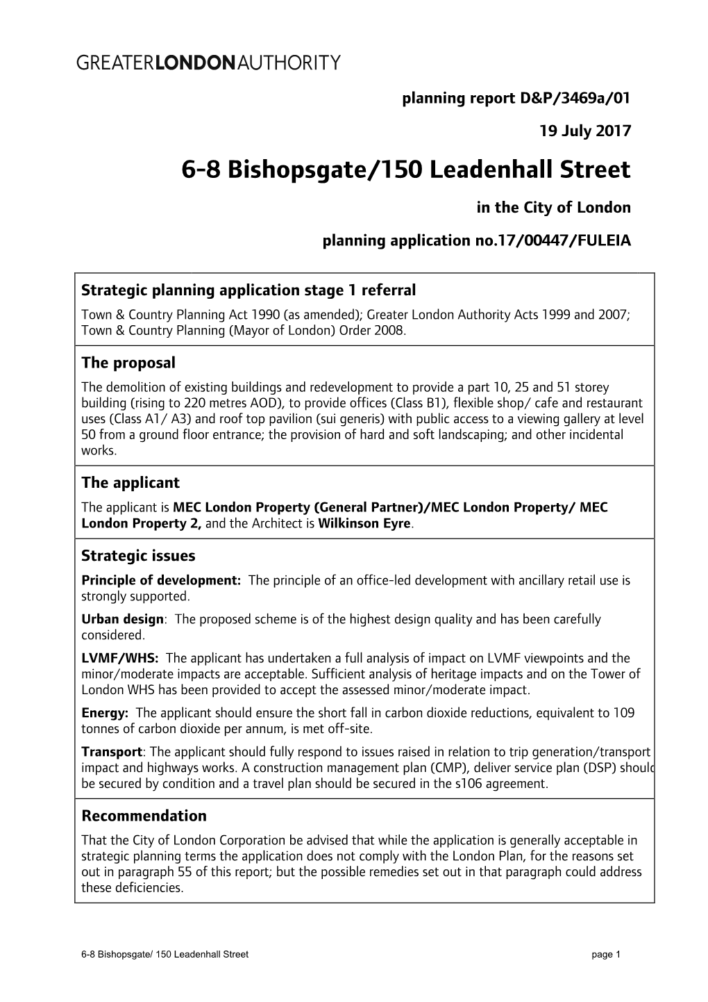 6-8 Bishopsgate/150 Leadenhall Street in the City of London Planning Application No.17/00447/FULEIA