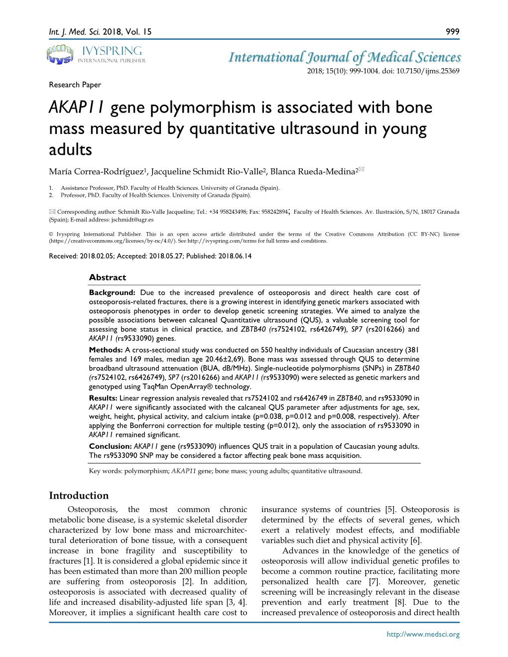 AKAP11 Gene Polymorphism Is Associated with Bone Mass