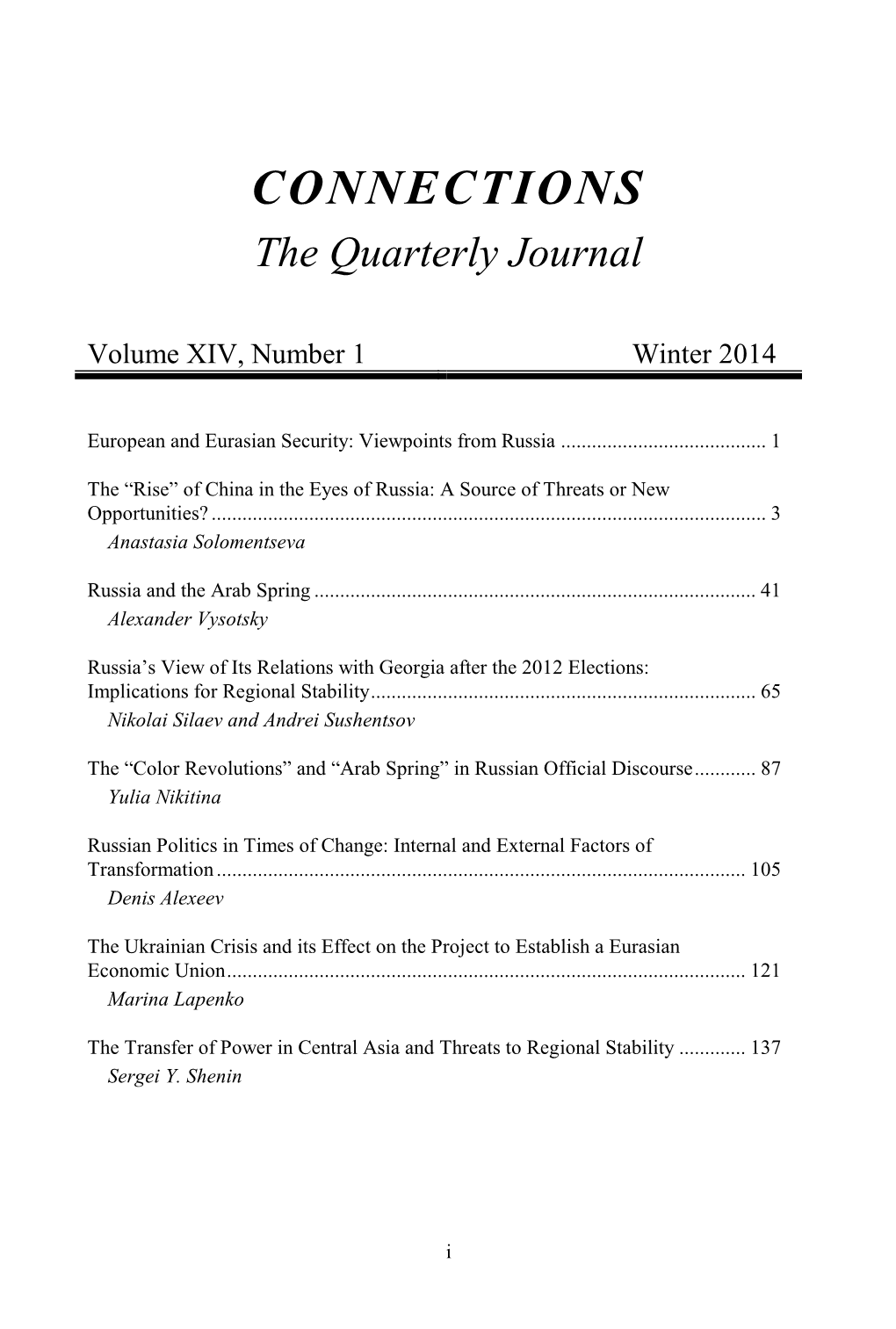 Pfp Consortium Quarterly Journal Winter 2014