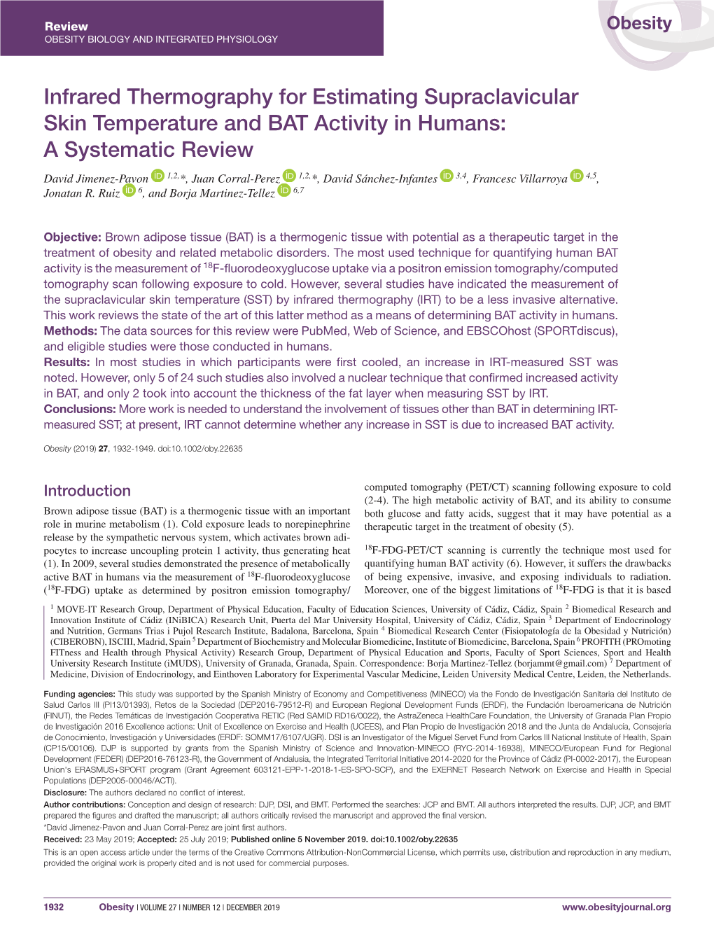 Infrared Thermography for Estimating Supraclavicular Skin Temperature