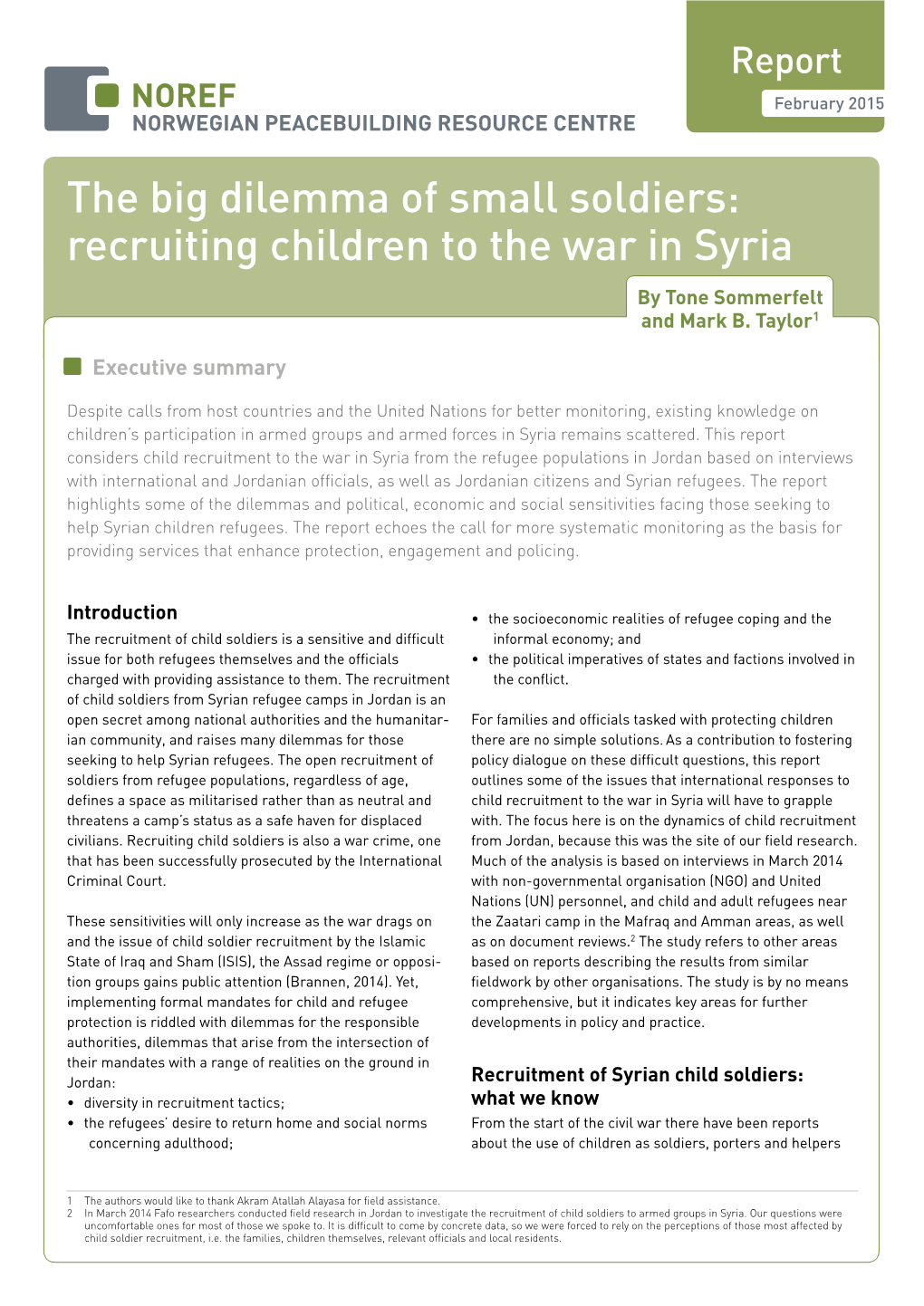 The Big Dilemma of Small Soldiers: Recruiting Children to the War in Syria