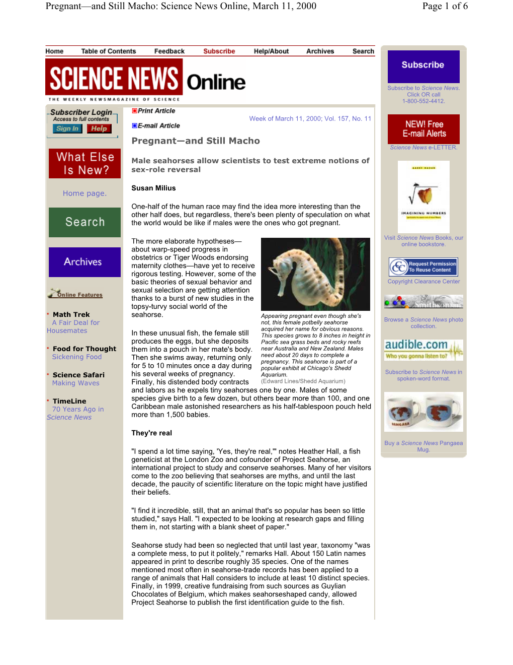 Page 1 of 6 Pregnant—And Still Macho: Science News Online