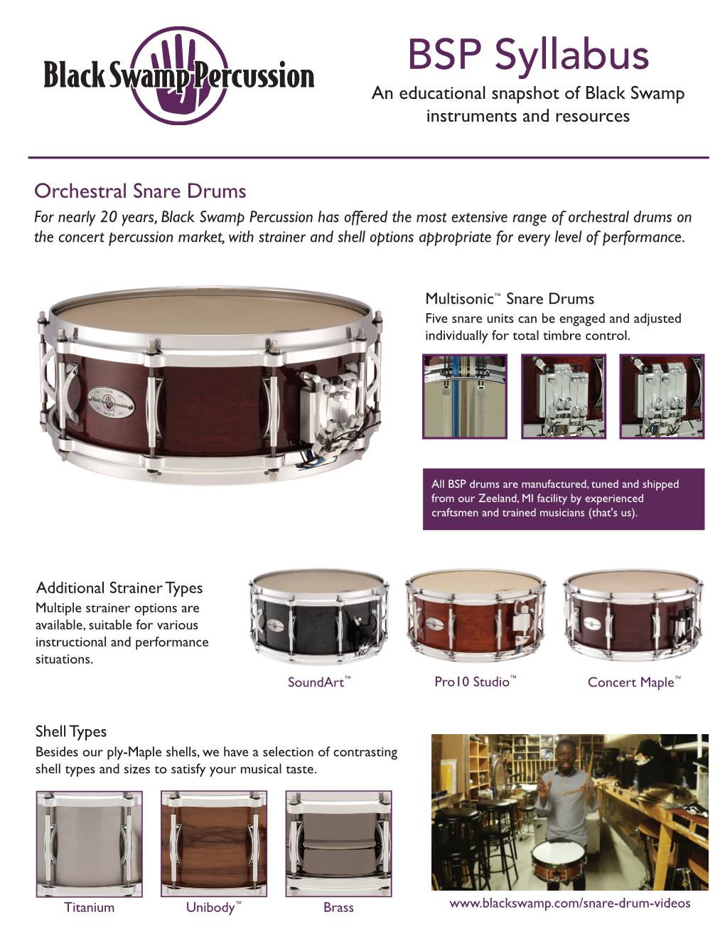 BSP Syllabus an Educational Snapshot of Black Swamp Instruments and Resources