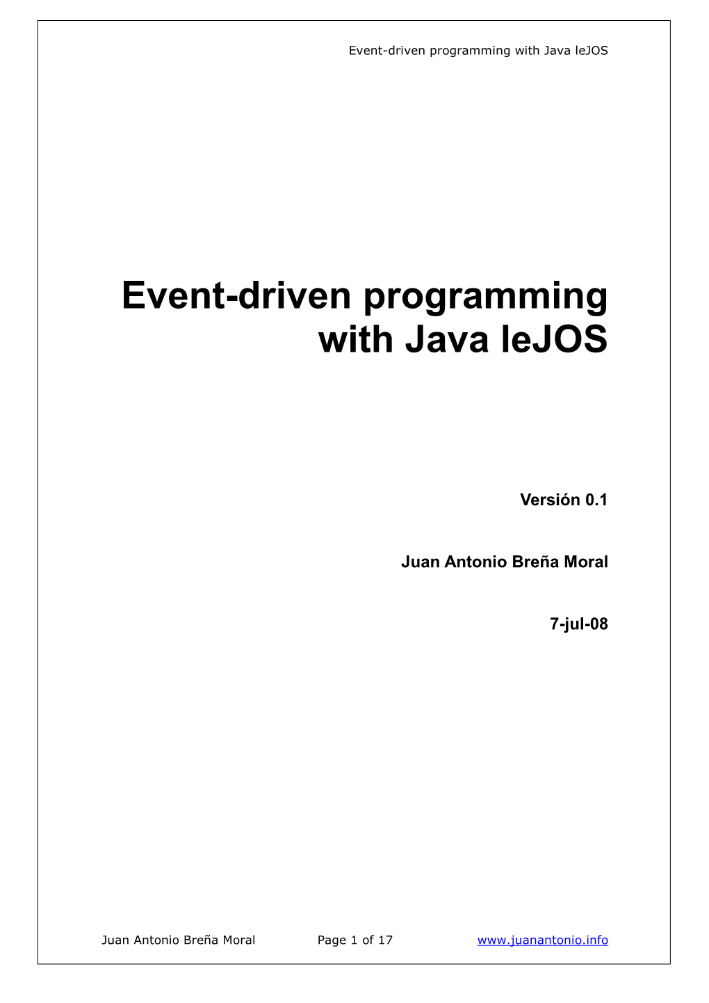 Event-Driven Programming with Java Lejos
