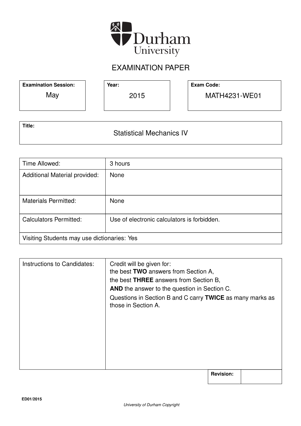 Examination Paper