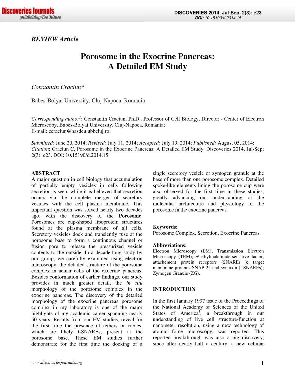 Porosome in the Exocrine Pancreas