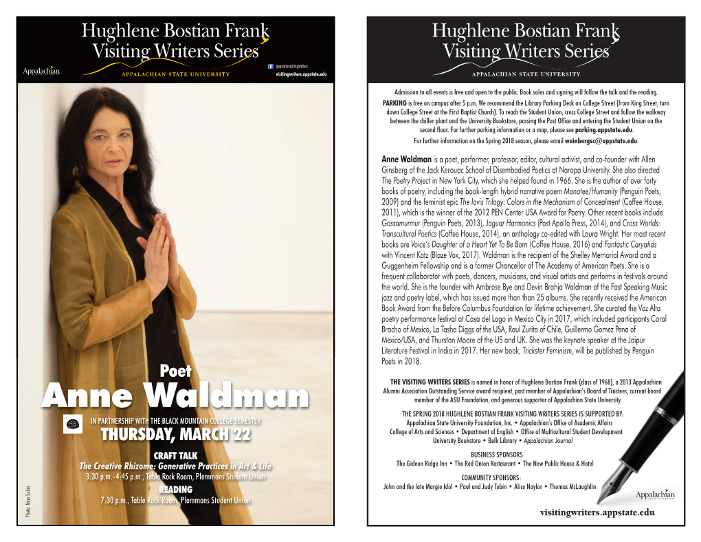 Anne Waldman VWS Pdf Flyer