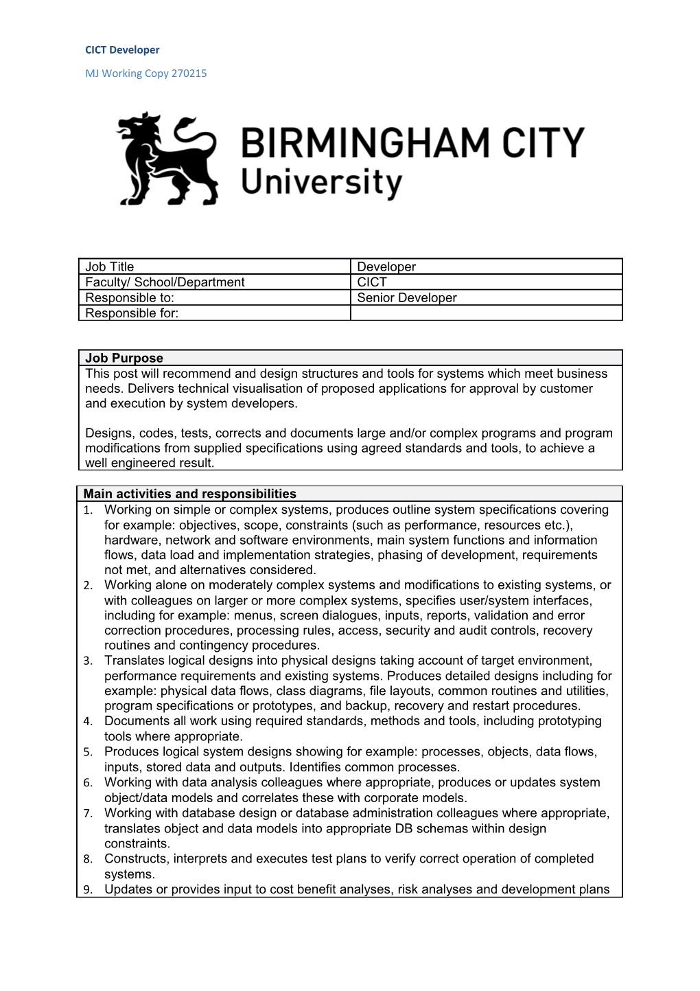 CICT Developer