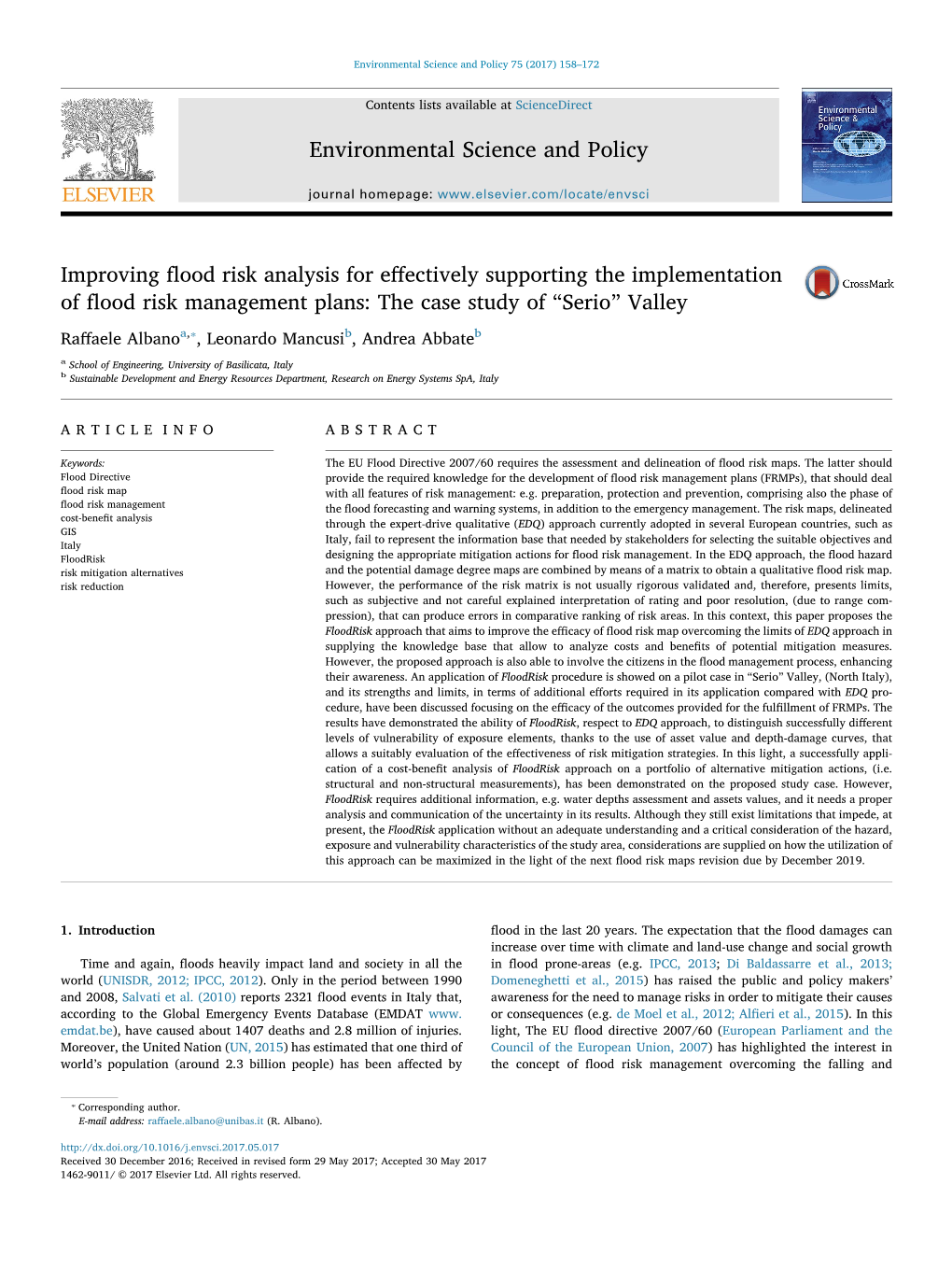 Improving Flood Risk Analysis for Effectively Supporting the Implementation of Flood Risk Management Plans: the Case Study Of