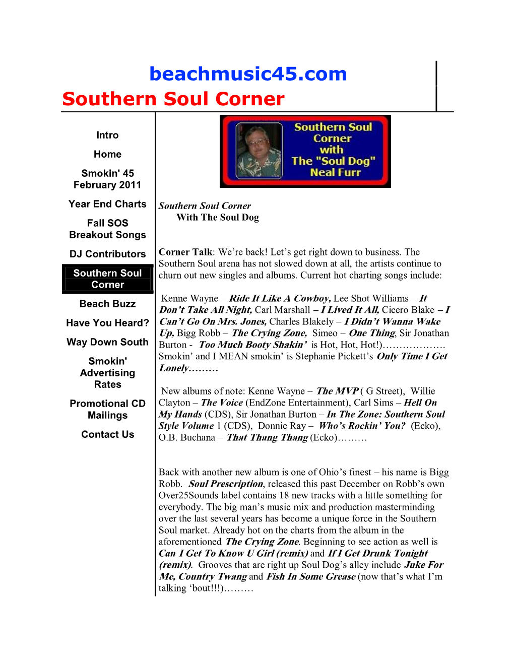 Beachmusic45.Com Southern Soul Corner