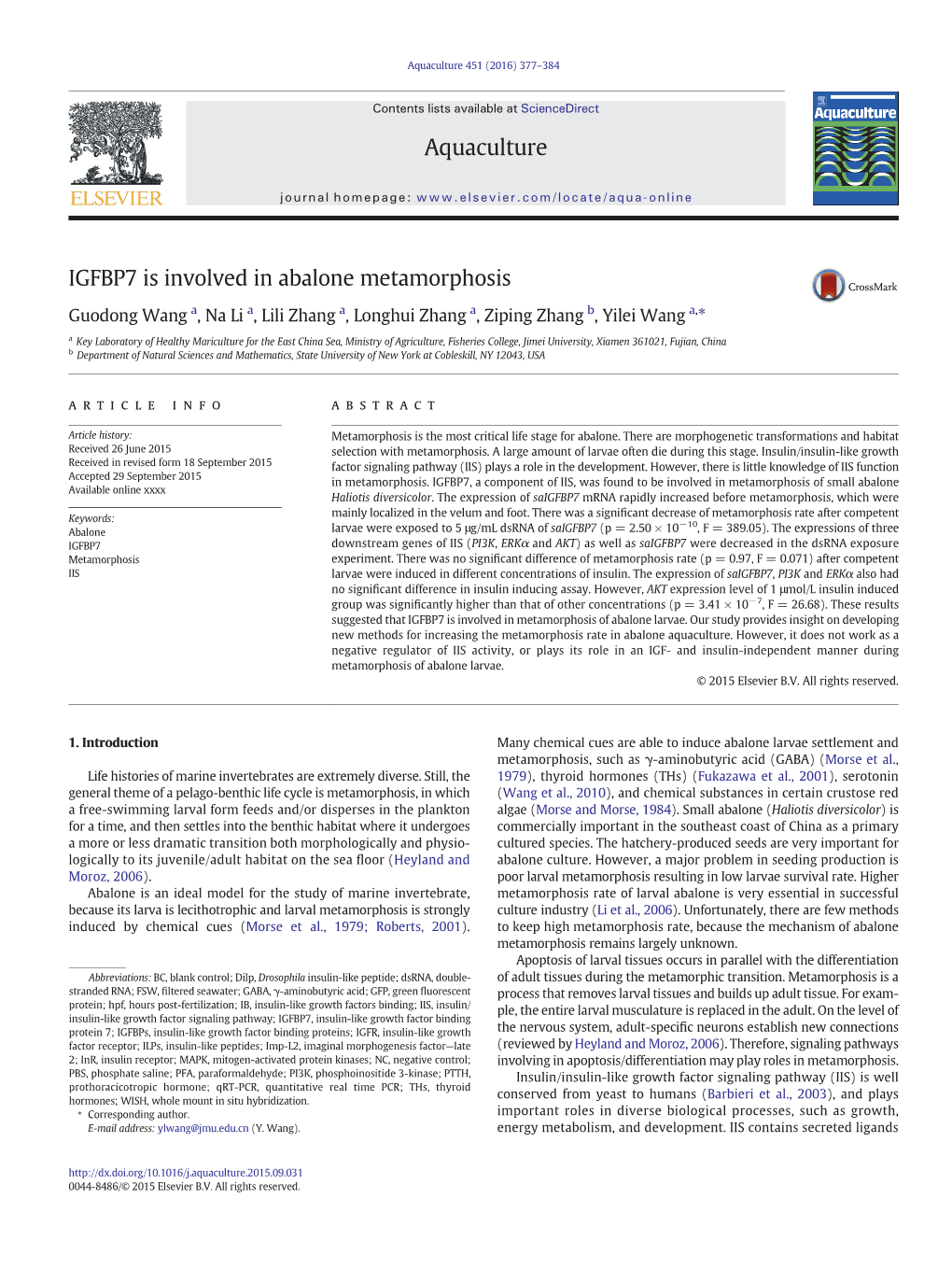 IGFBP7 Is Involved in Abalone Metamorphosis