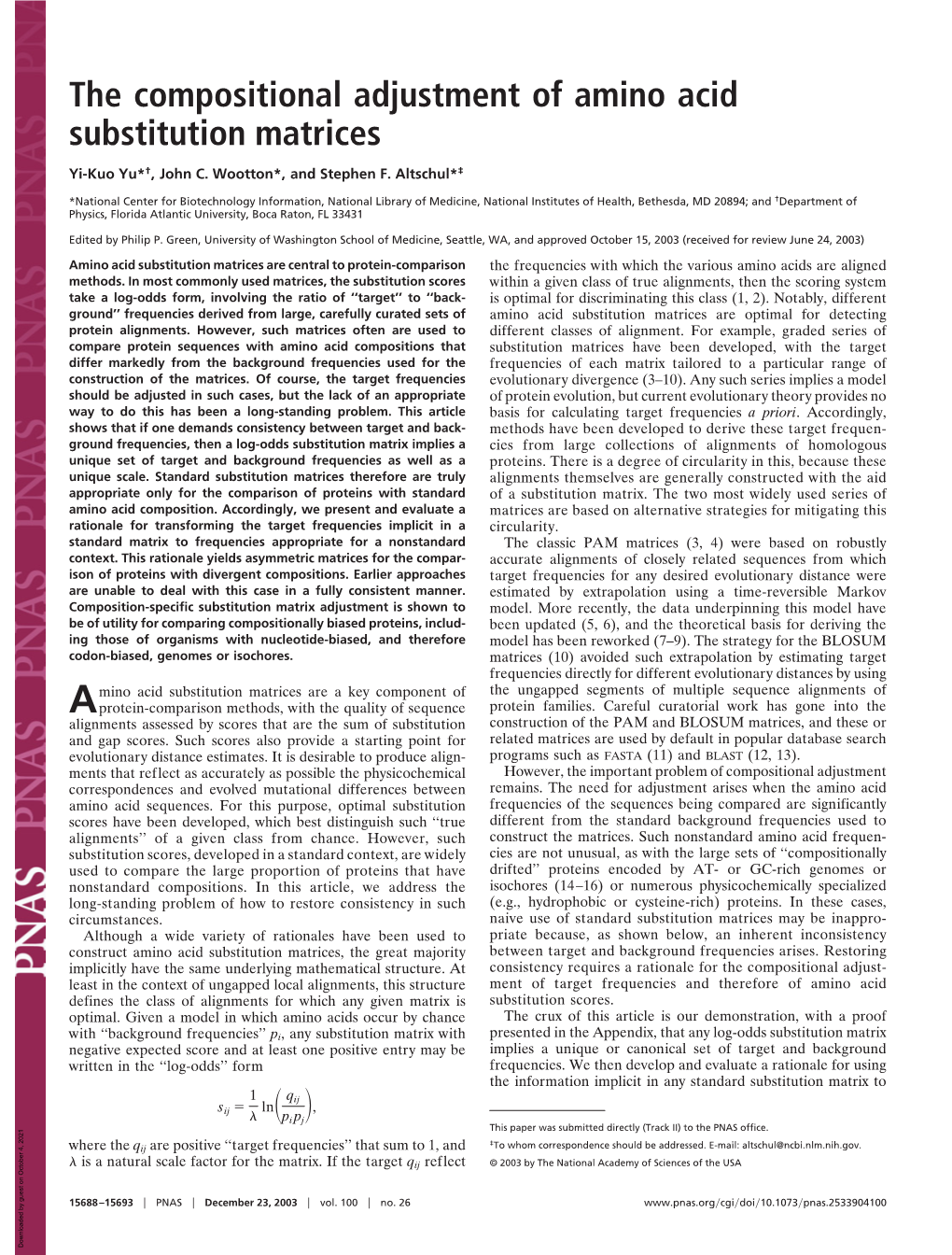 The Compositional Adjustment of Amino Acid Substitution Matrices