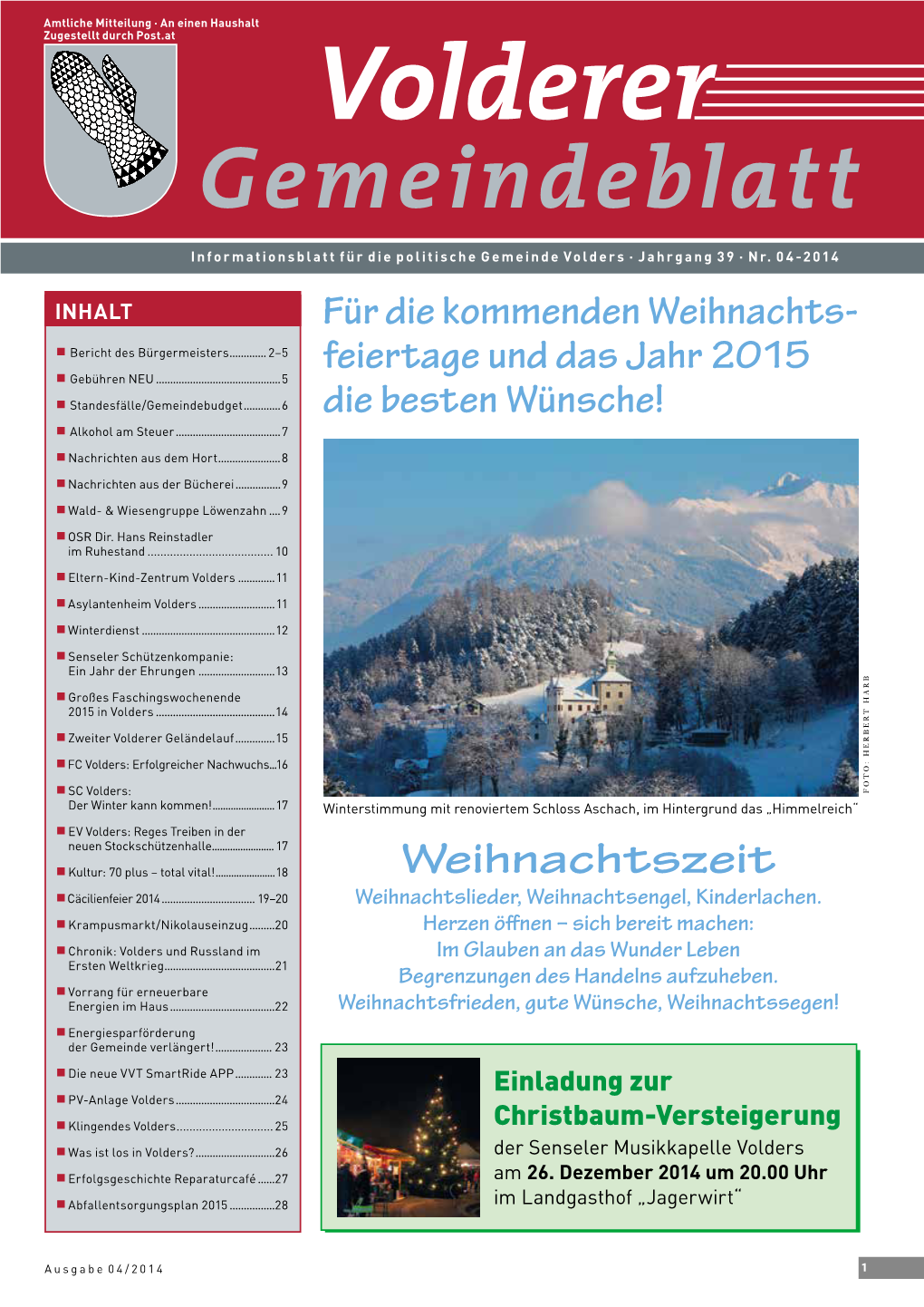 Gemeindeblatt Informationsblatt Für Die Politische Gemeinde Volders · Jahrgang 39 · Nr