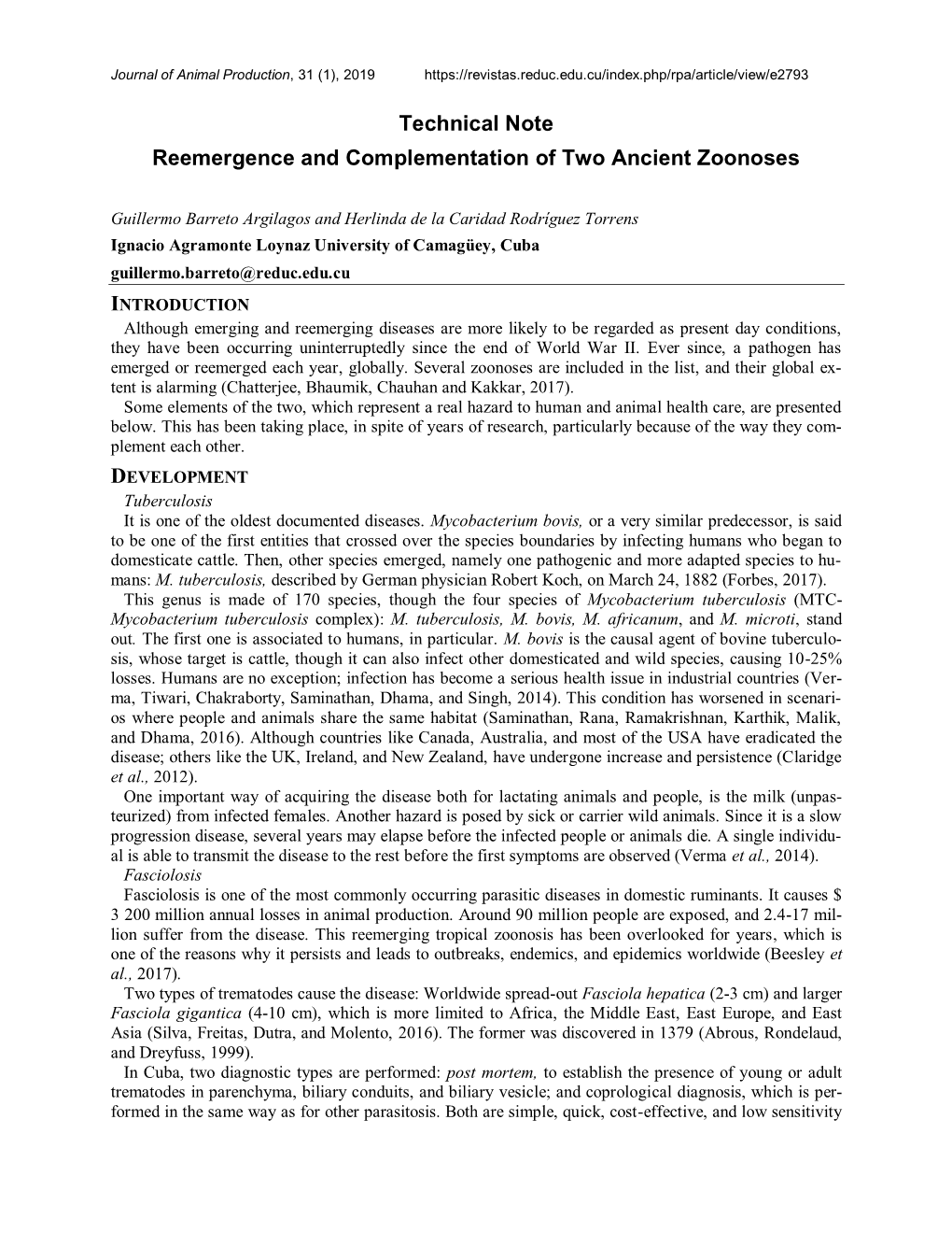 Nota Técnica.Dos Zoonosis Ancestrales Reemergen Y Se