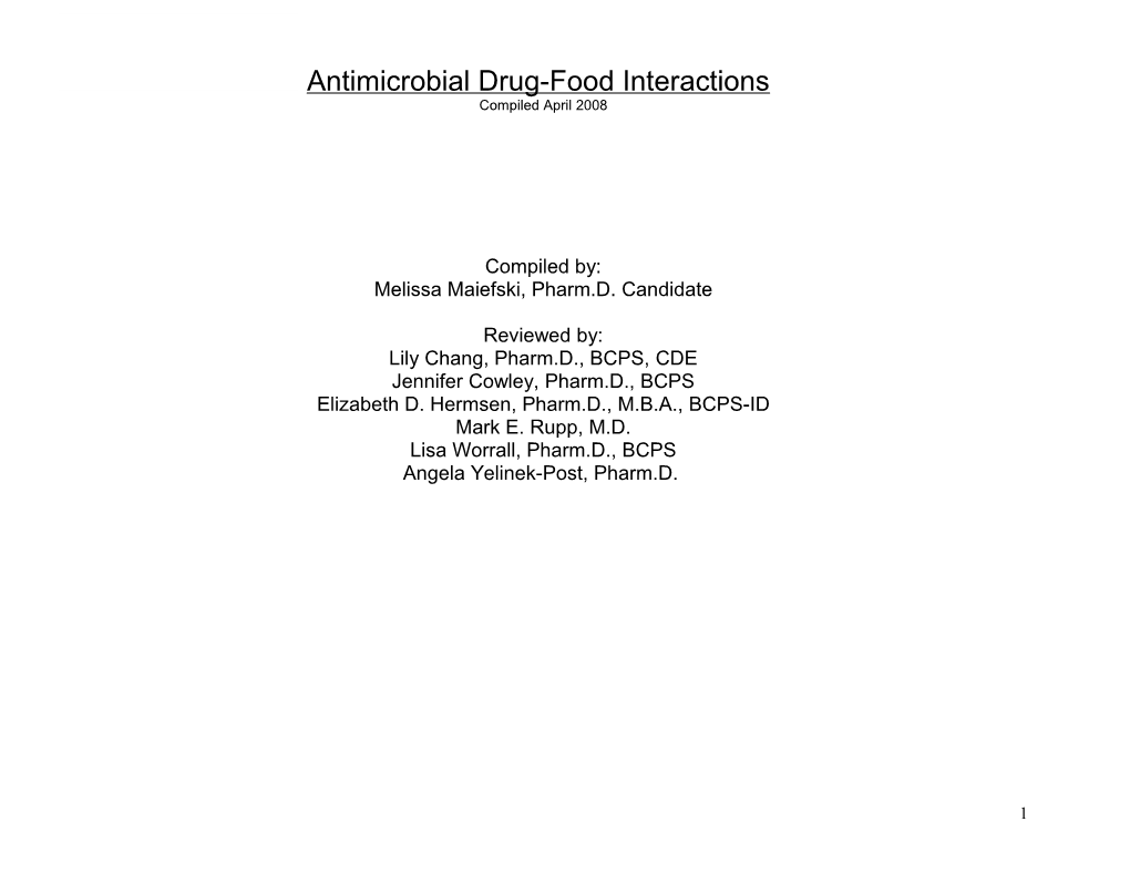Antimicrobial Drug-Food Interactions Compiled April 2008