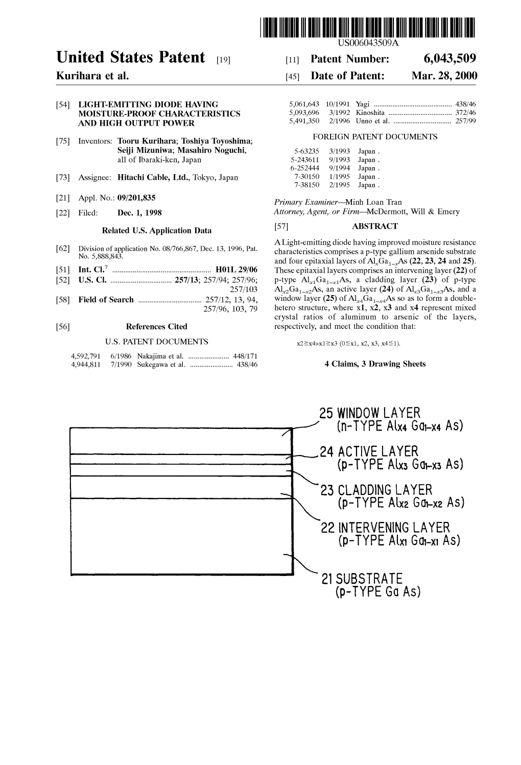 United States Patent [19] [11] Patent Number: 6,043,509 Kurihara Et Al