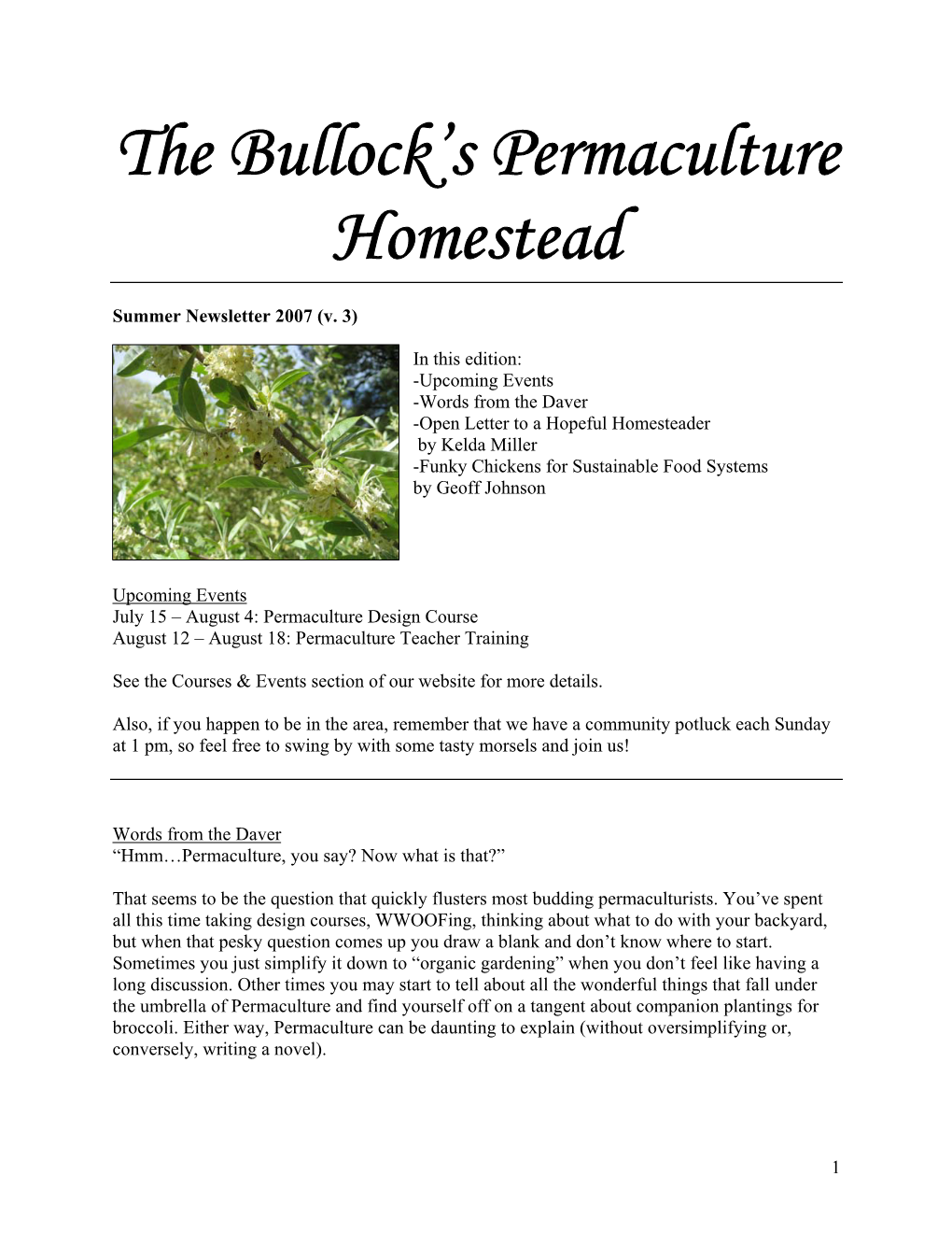 The Bullock's Permaculture Homestead