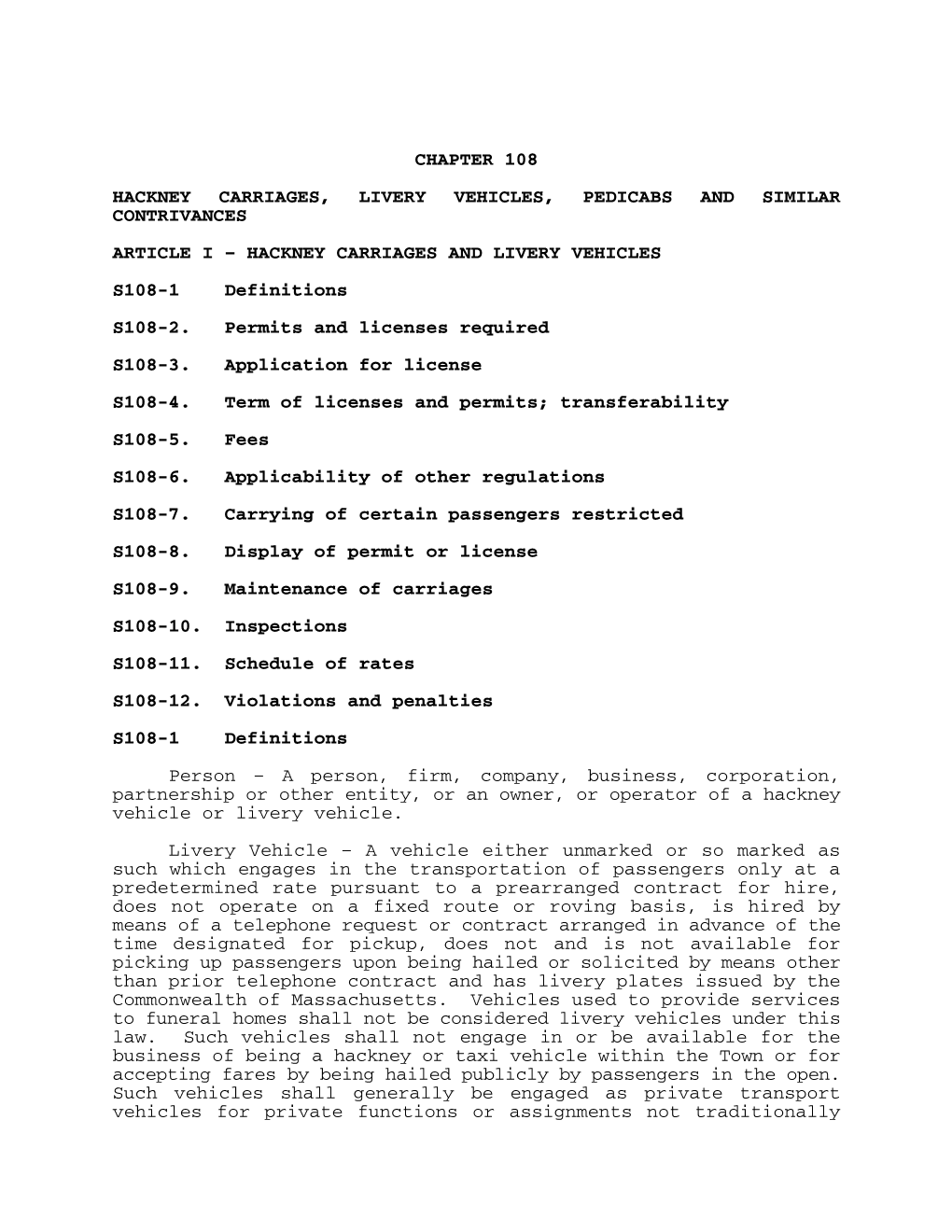 Chapter 108 Hackney Carriages