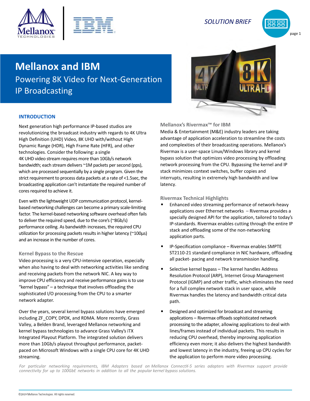 Mellanox and IBM Powering 8K Video for Next-Generation IP Broadcasting