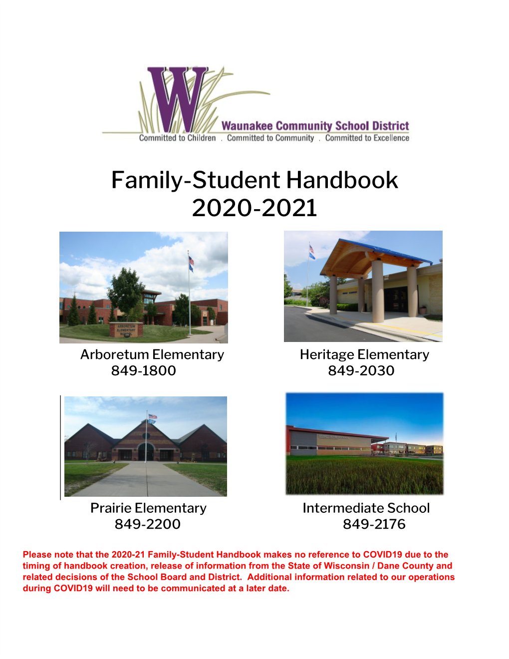 Family-​Student Handbook 2020-2021
