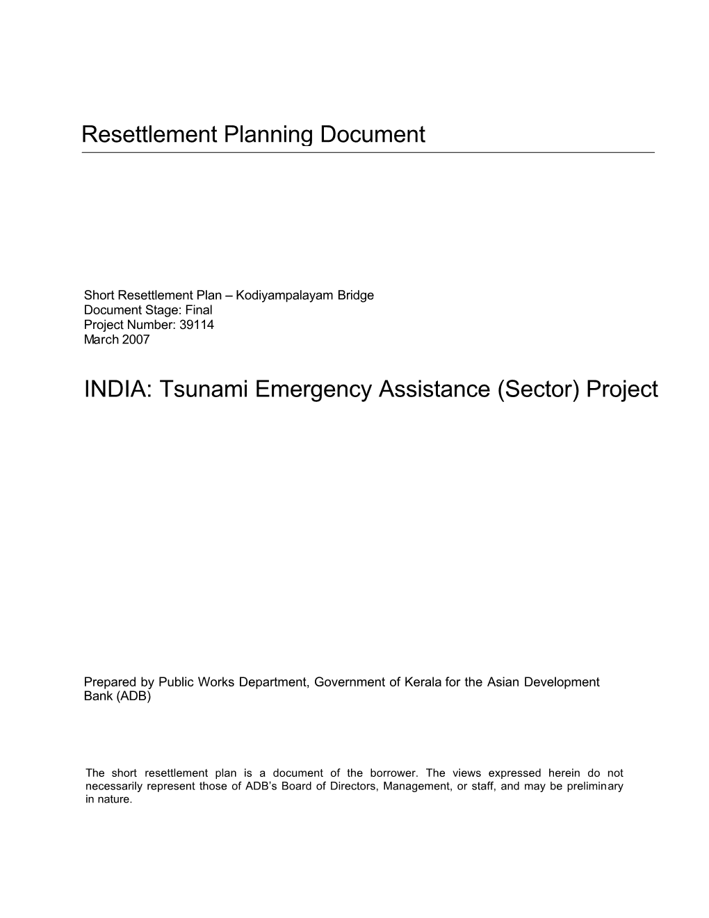 Tsunami Emergency Assistance (Sector) Project