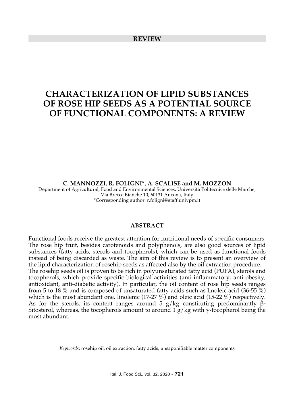 Characterization of Lipid Substances of Rose Hip Seeds As a Potential Source of Functional Components: a Review