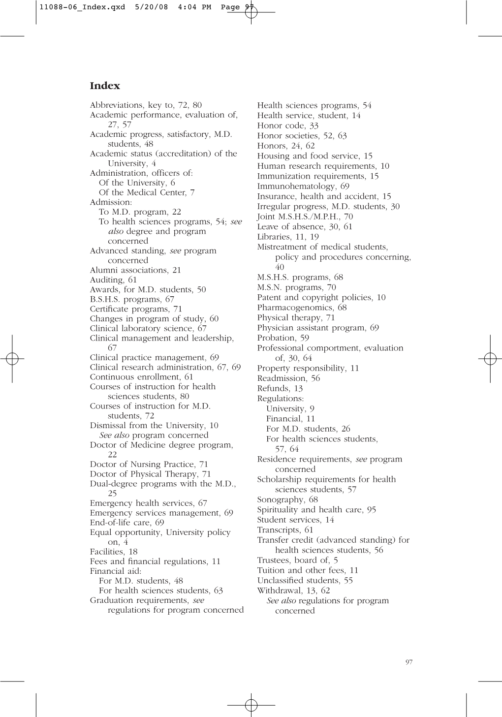 Abbreviations, Key To, 72, 80 Academic Performance, Evaluation