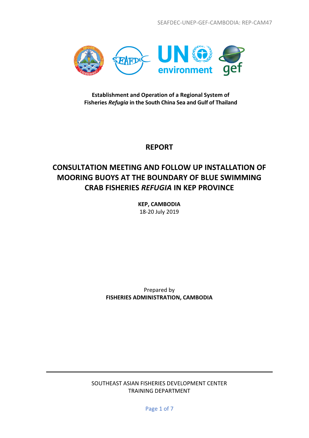 Seafdec-Unep-Gef-Cambodia: Rep-Cam47