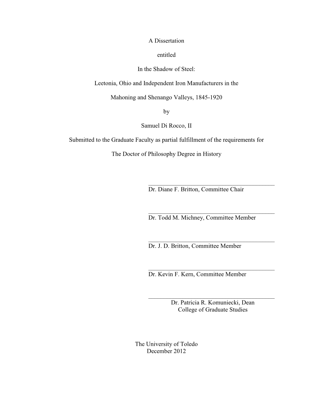 Leetonia, Ohio and Independent Iron Manufacturers in the Mahoning and Shenango Valleys, 1845-1920