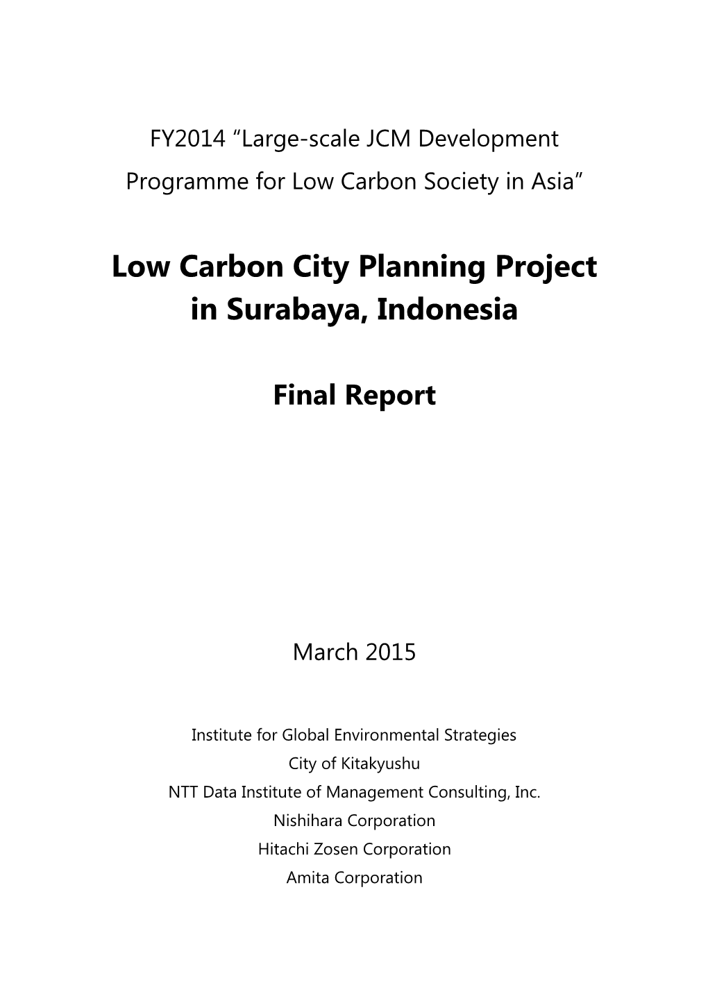 Low Carbon City Planning Project in Surabaya, Indonesia