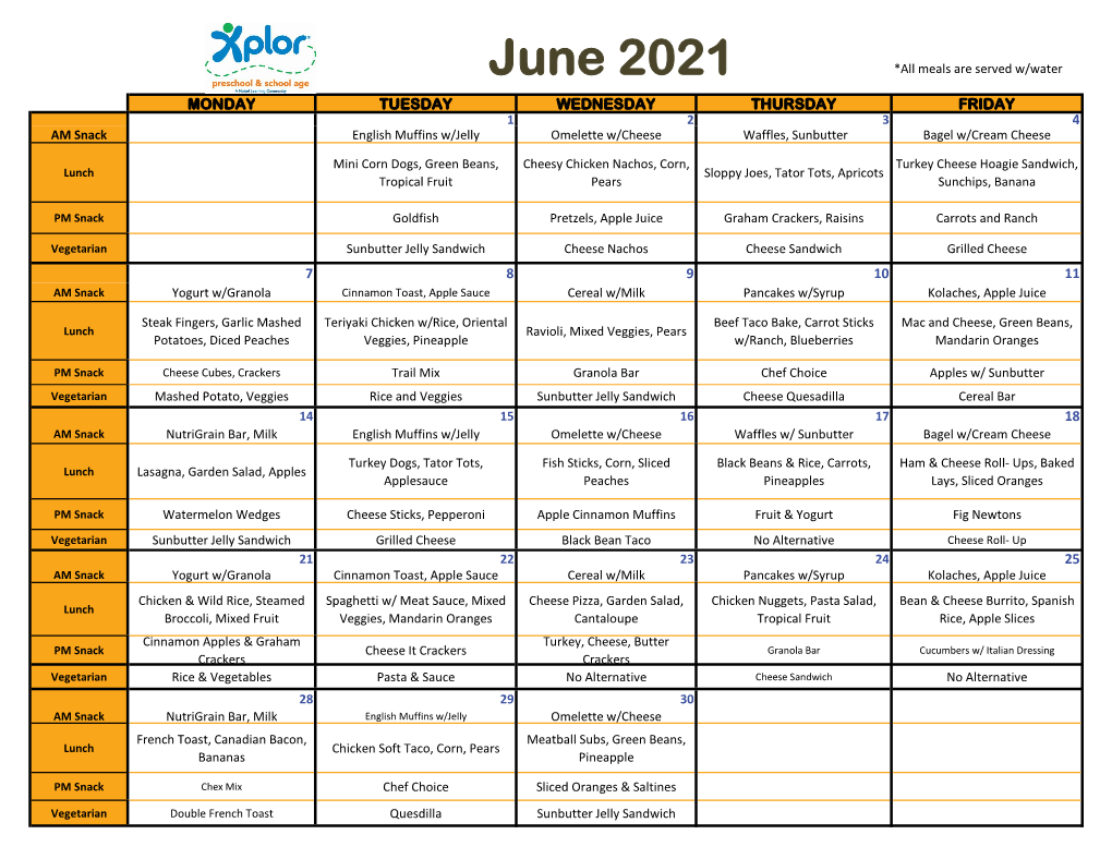 June Menu .Xlsx