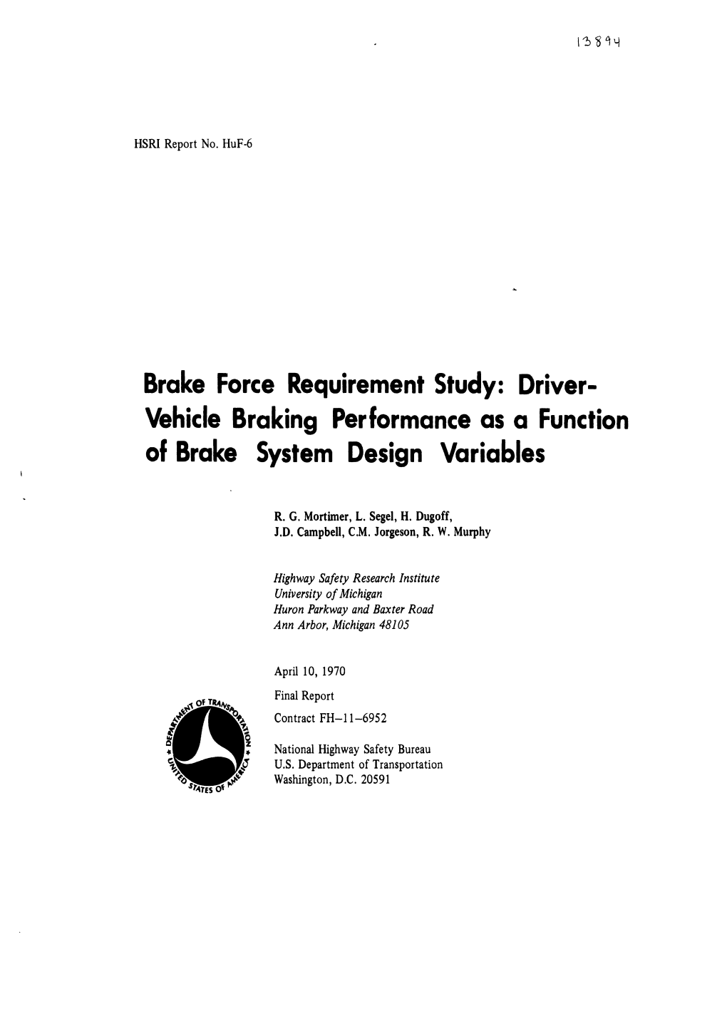 Vehicle Braking Performance As a Function of Brake System Design Variables