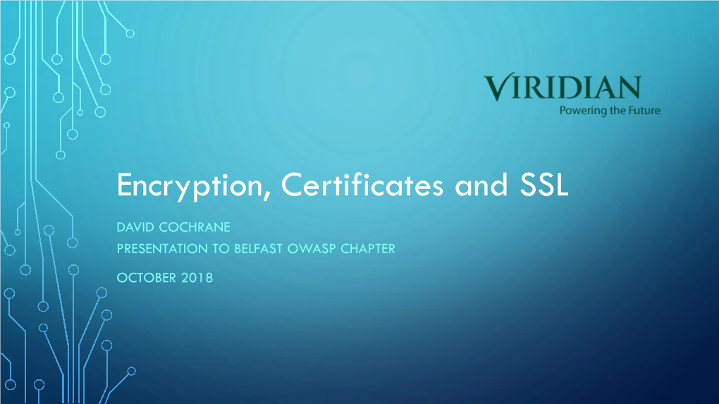 Encryption, Certificates and SSL