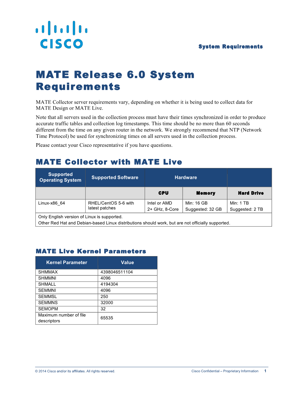 MATE Release 6.0 System Requirements