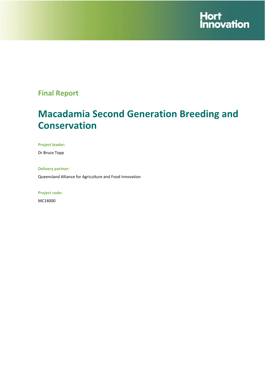 Macadamia Second Generation Breeding and Conservation