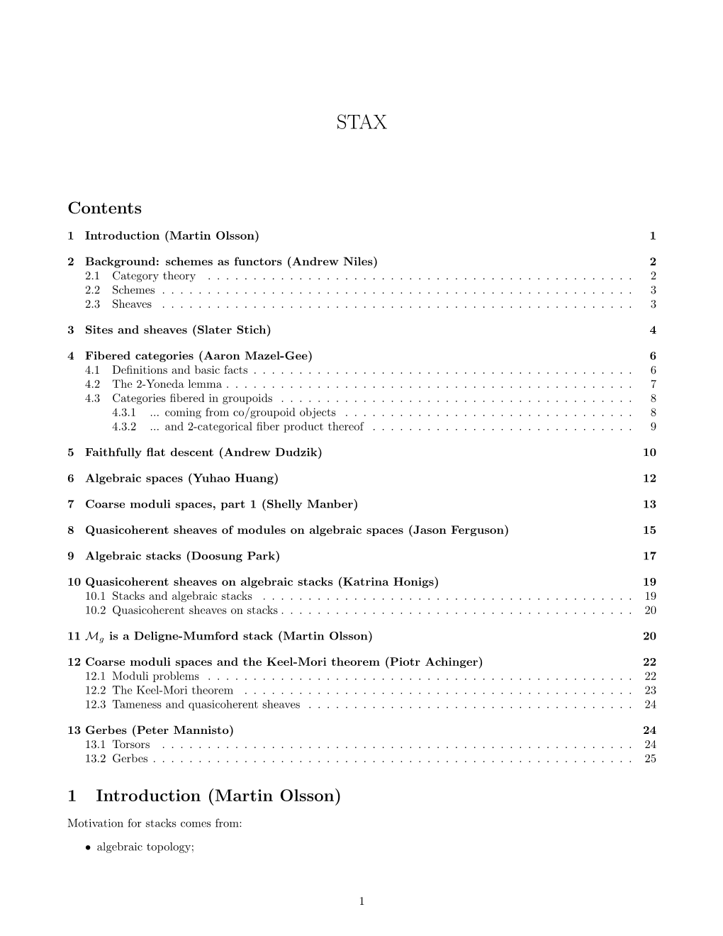 Contents 1 Introduction (Martin Olsson)