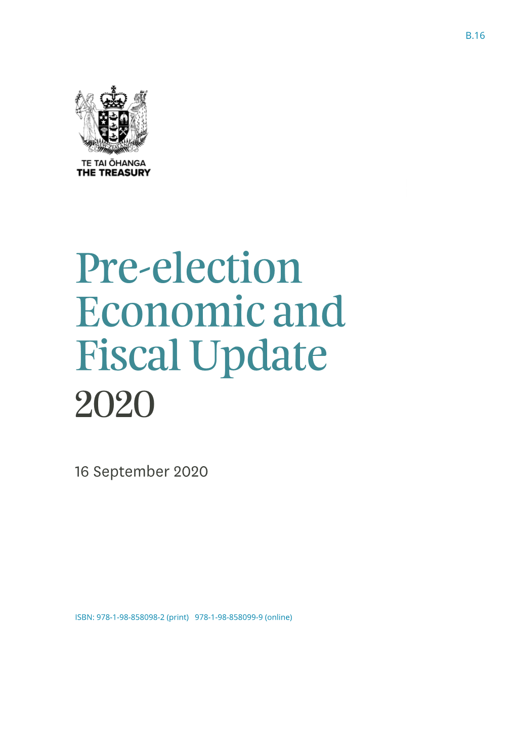 Pre-Election Economic and Fiscal Update 2020