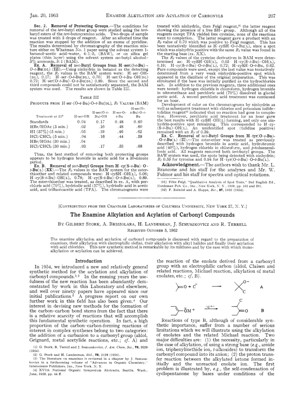 The Enamine Alkylation and Acylation of Carbonyl Compounds