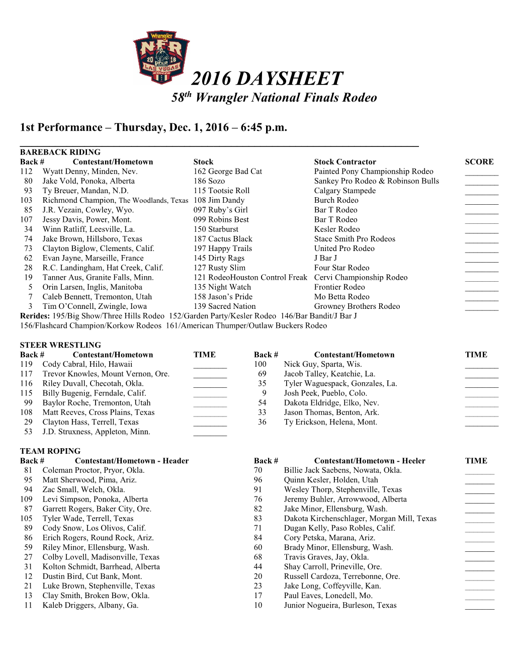 2008 Daysheet