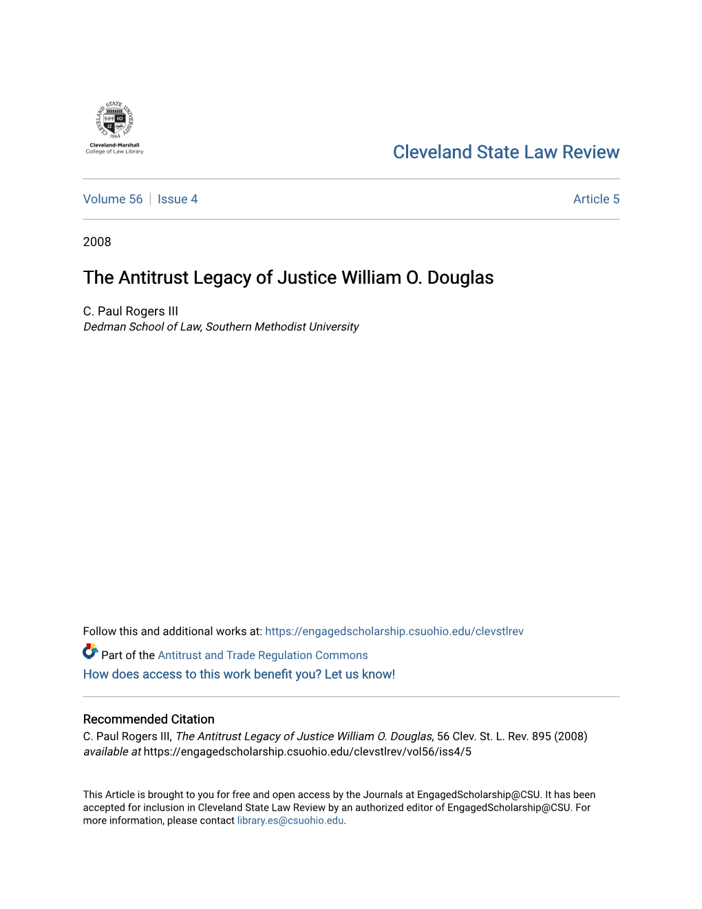 The Antitrust Legacy of Justice William O. Douglas