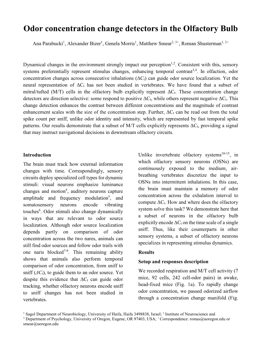 Odor Concentration Change Detectors in the Olfactory Bulb