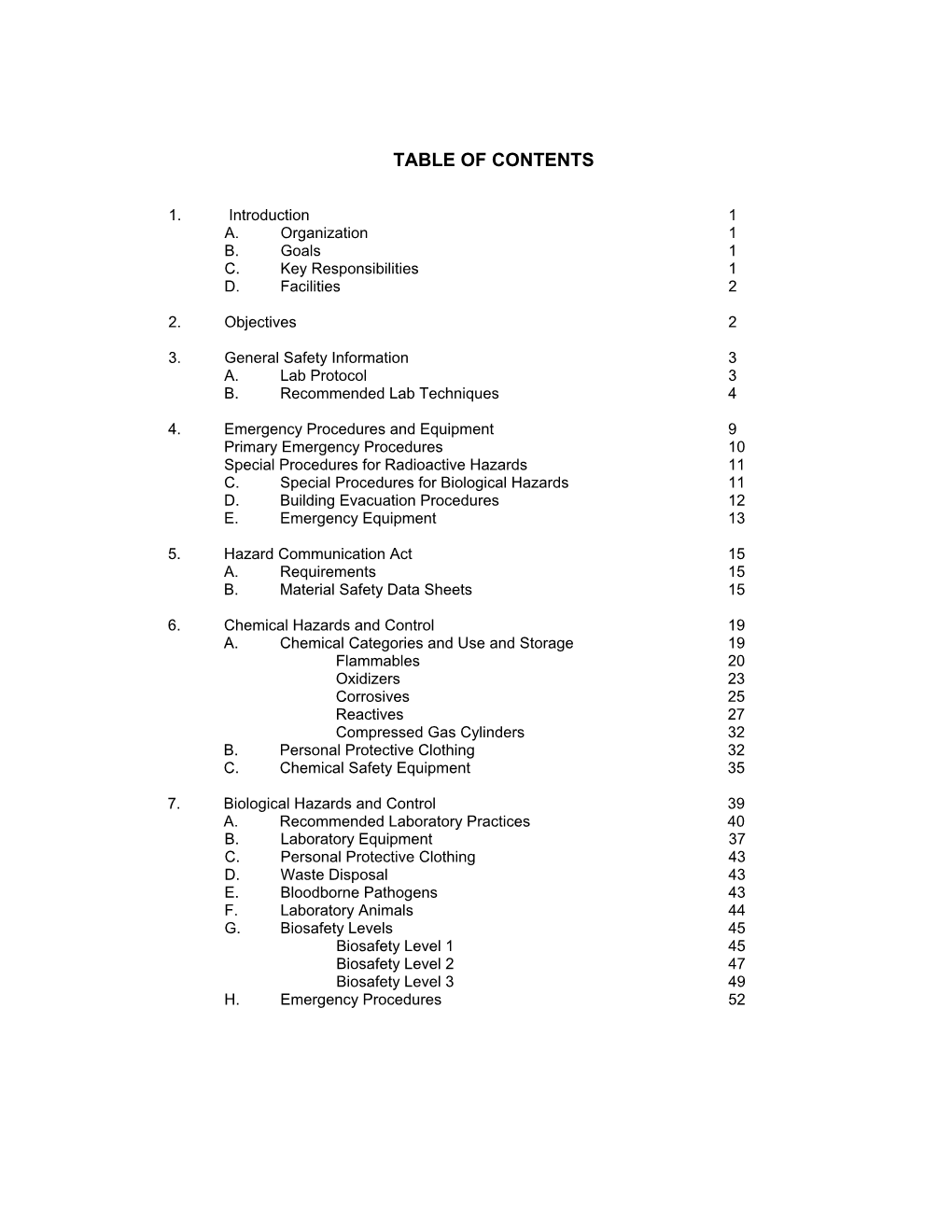 Table of Contents