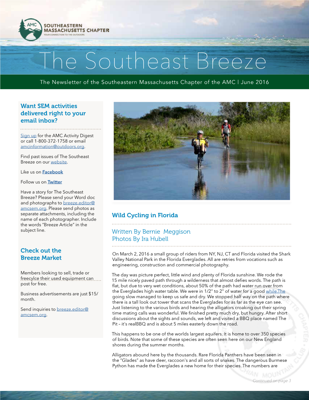 The Southeast Breeze the Newsletter of the Southeastern Massachusetts Chapter of the AMC | June 2016