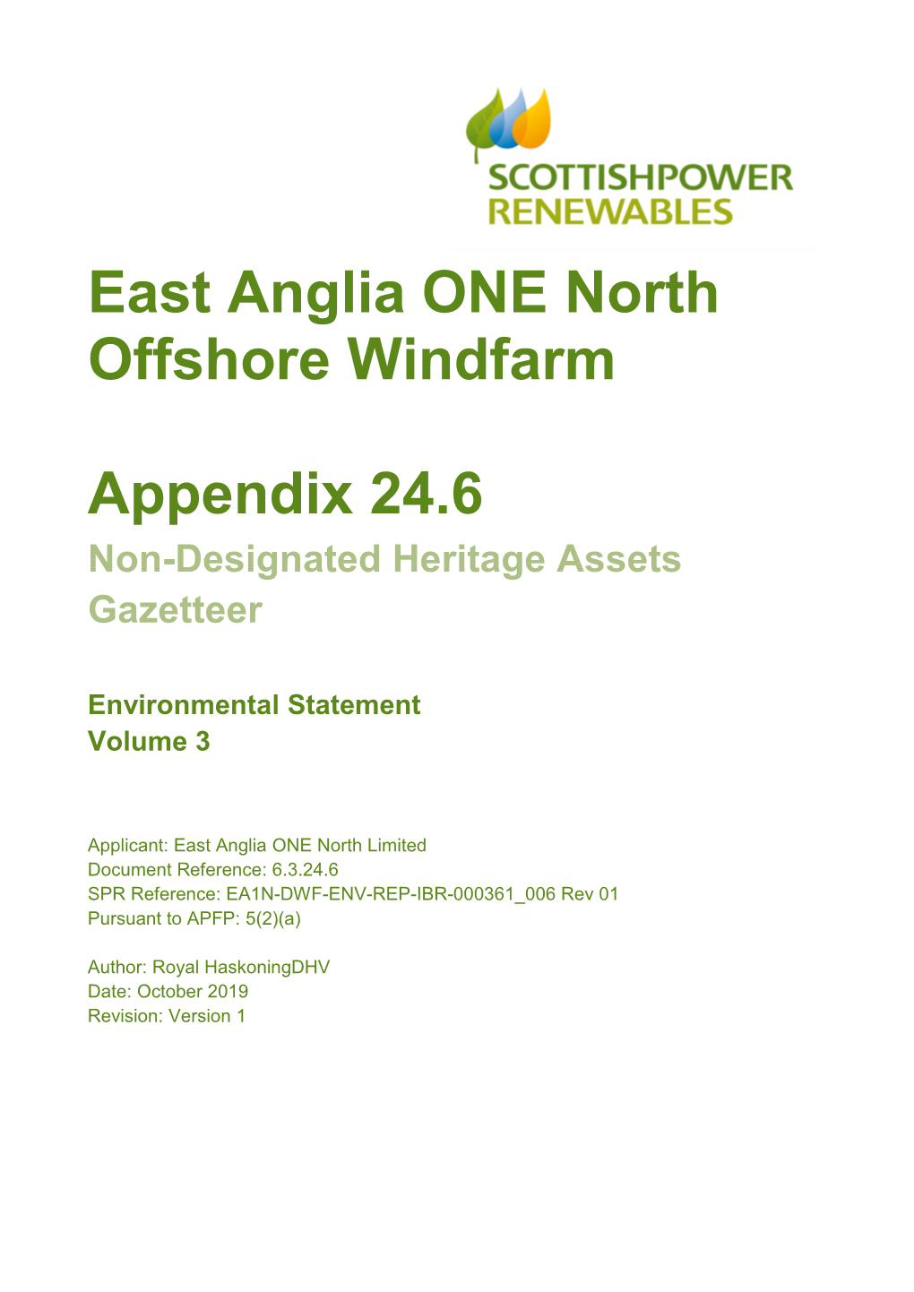 East Anglia ONE North Offshore Windfarm Appendix 24.6
