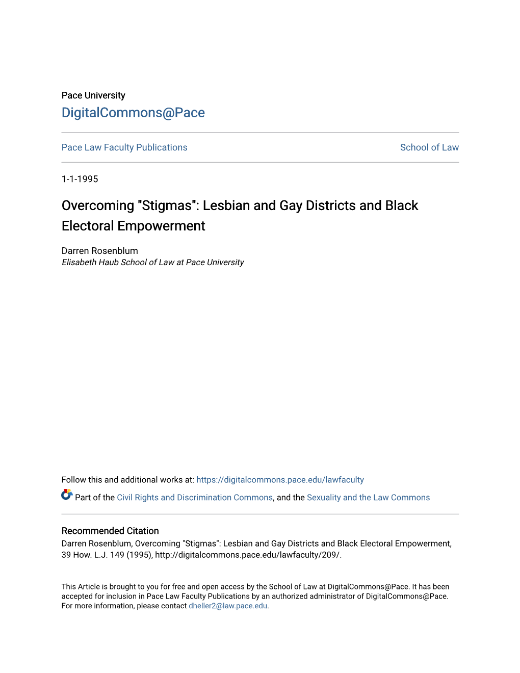 Lesbian and Gay Districts and Black Electoral Empowerment