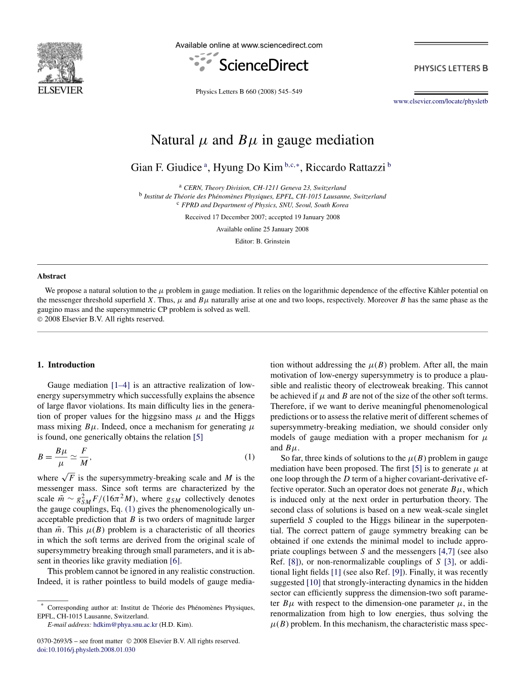 Natural Μ and Bμ in Gauge Mediation