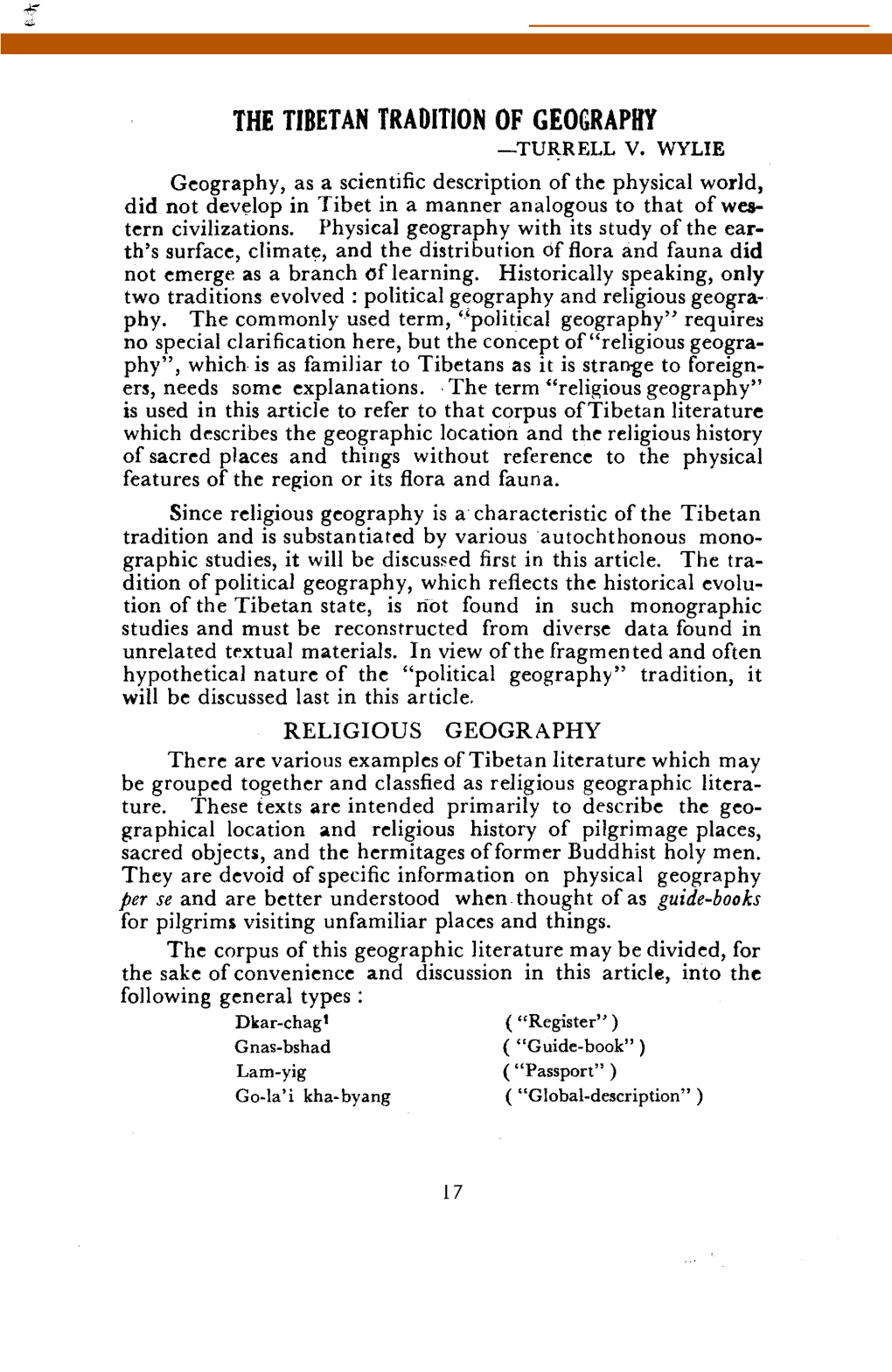 The Tibetan Tradition of Geography -Turrell V