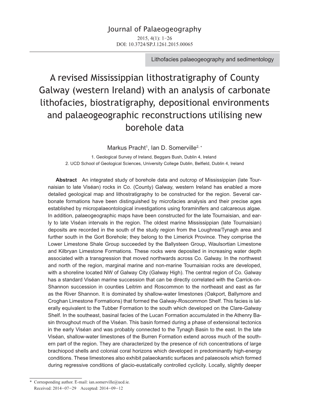 A Revised Mississippian Lithostratigraphy of County Galway