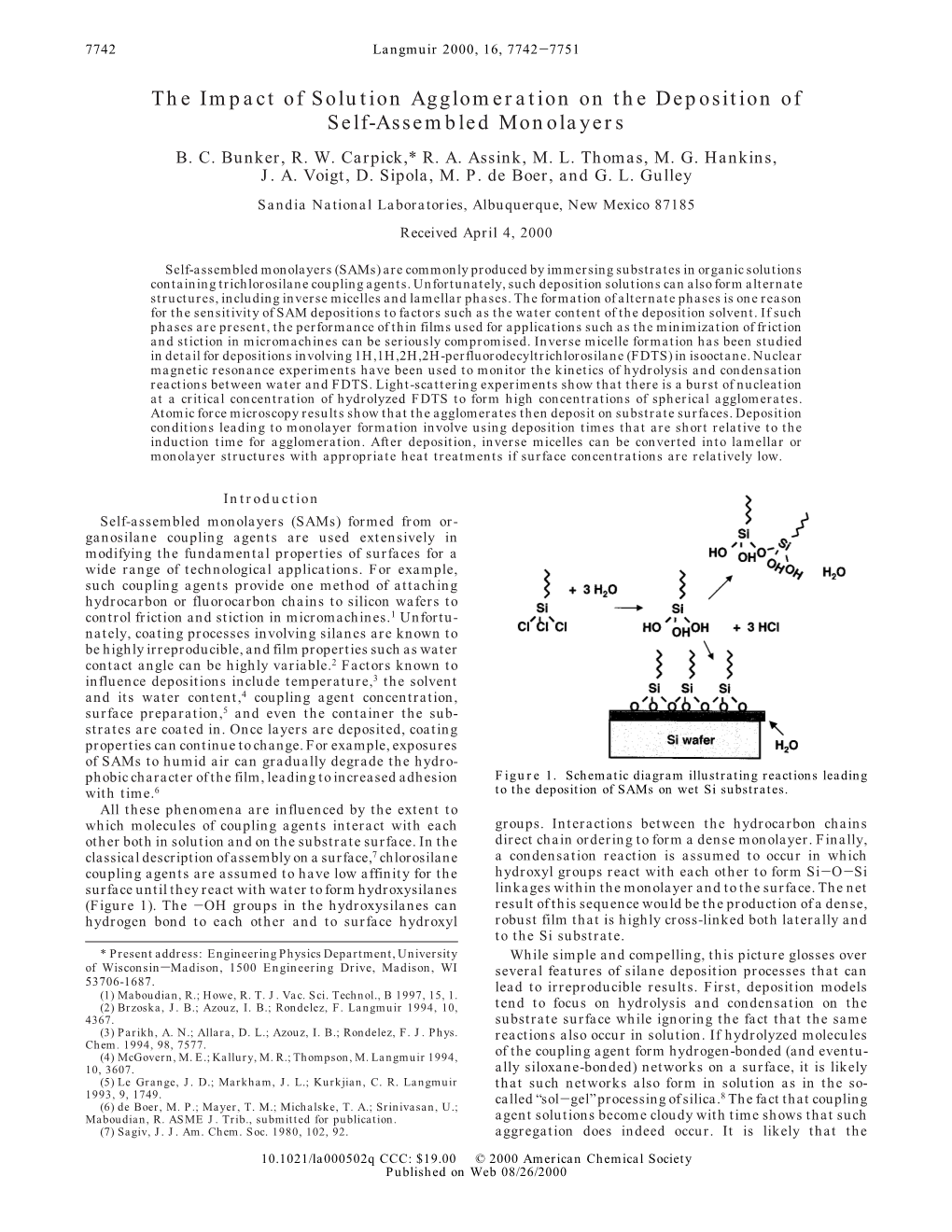 The Impact of Solution Agglomeration on the Deposition of Self-Assembled Monolayers B